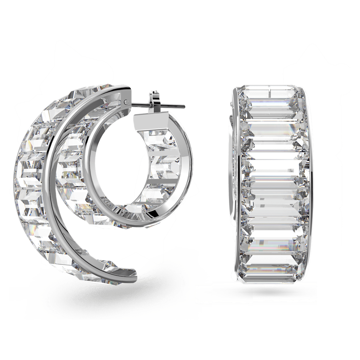 

Swarovski Matrix 大圈耳环, 长方形切割, 白色, 镀铑