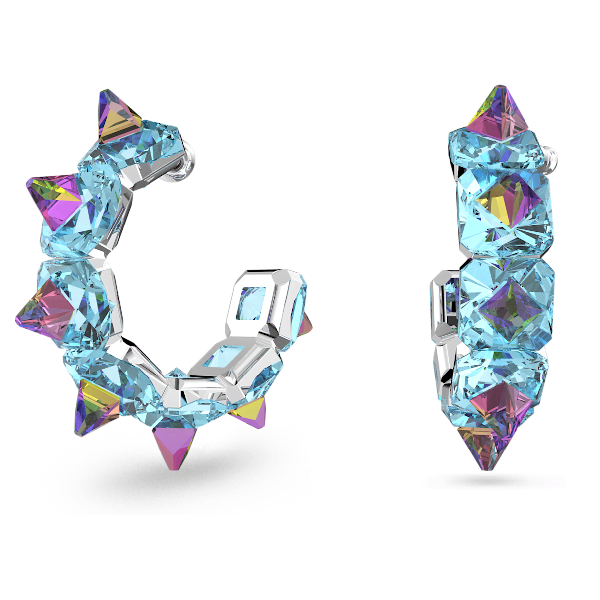 

Swarovski Ortyx 大圈耳环, 金字塔切割, 蓝色, 镀铑