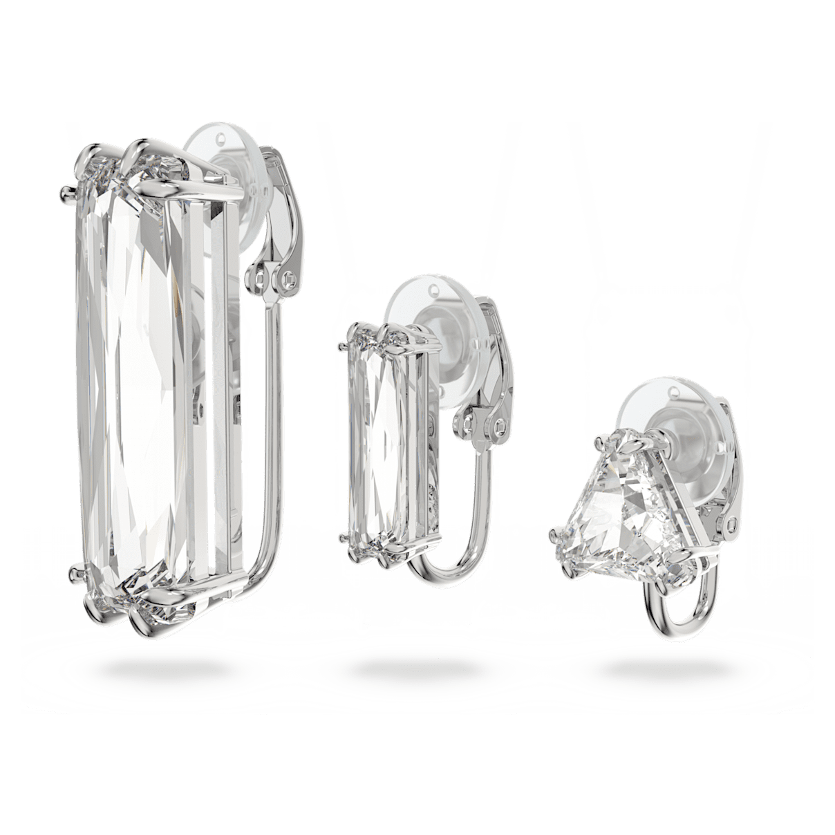 

Swarovski Mesmera 夹式耳环, 套装（3）、非对称设计, 白色, 镀铑