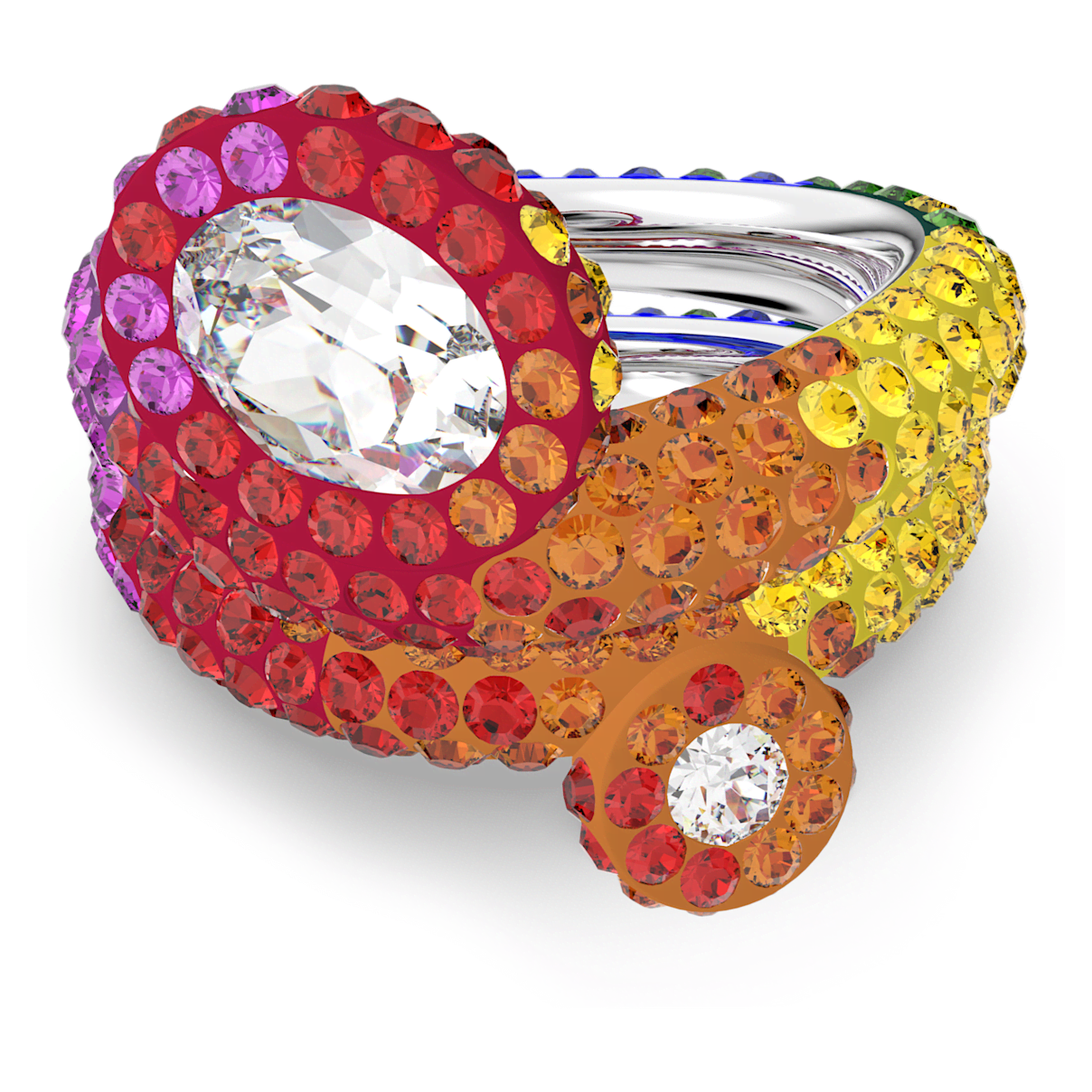 

Swarovski Tigris 戒指, 套装 (2)、混合切割, 水滴, 彩色, 镀铑