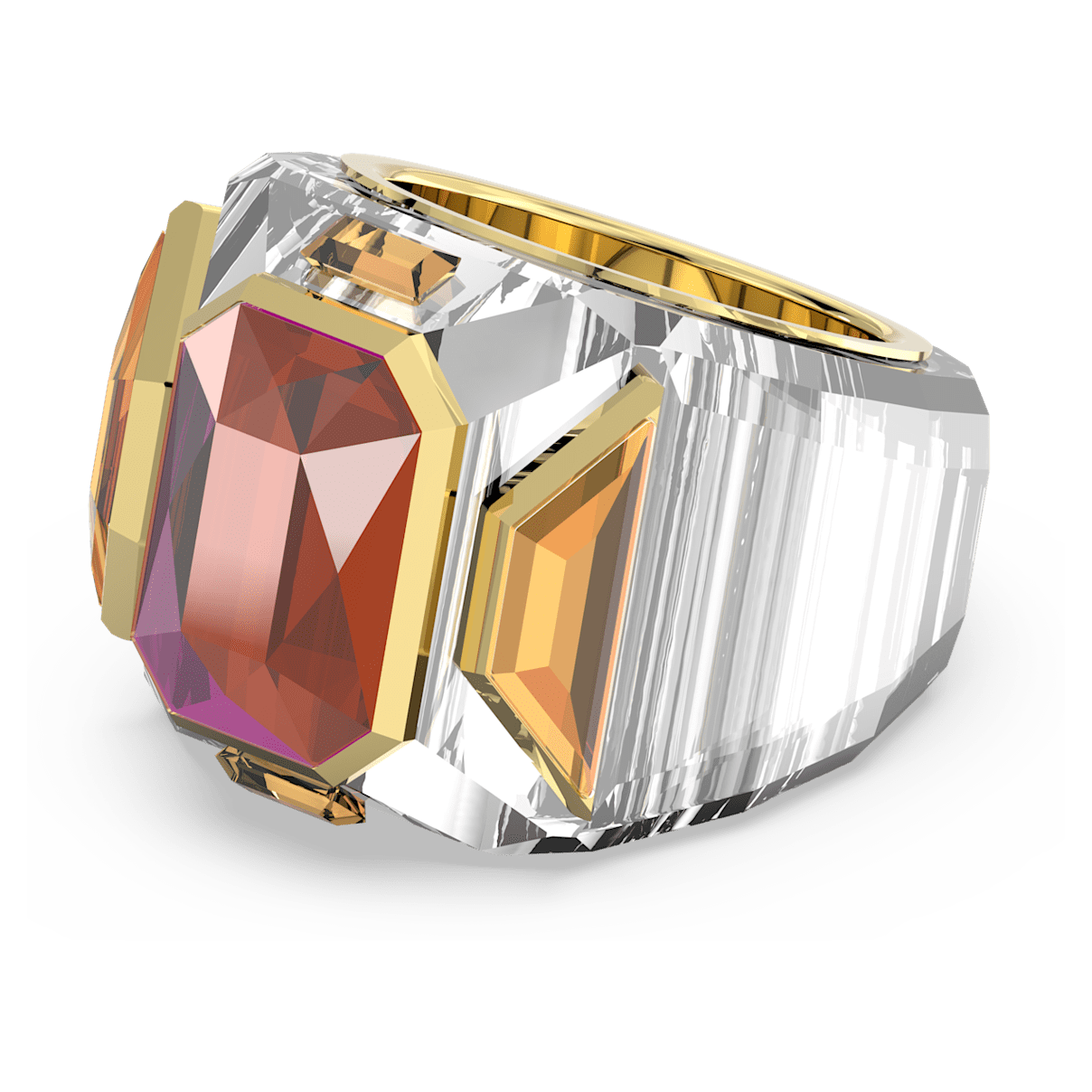

Swarovski Chroma 个性戒指, 粉红色, 镀金色调