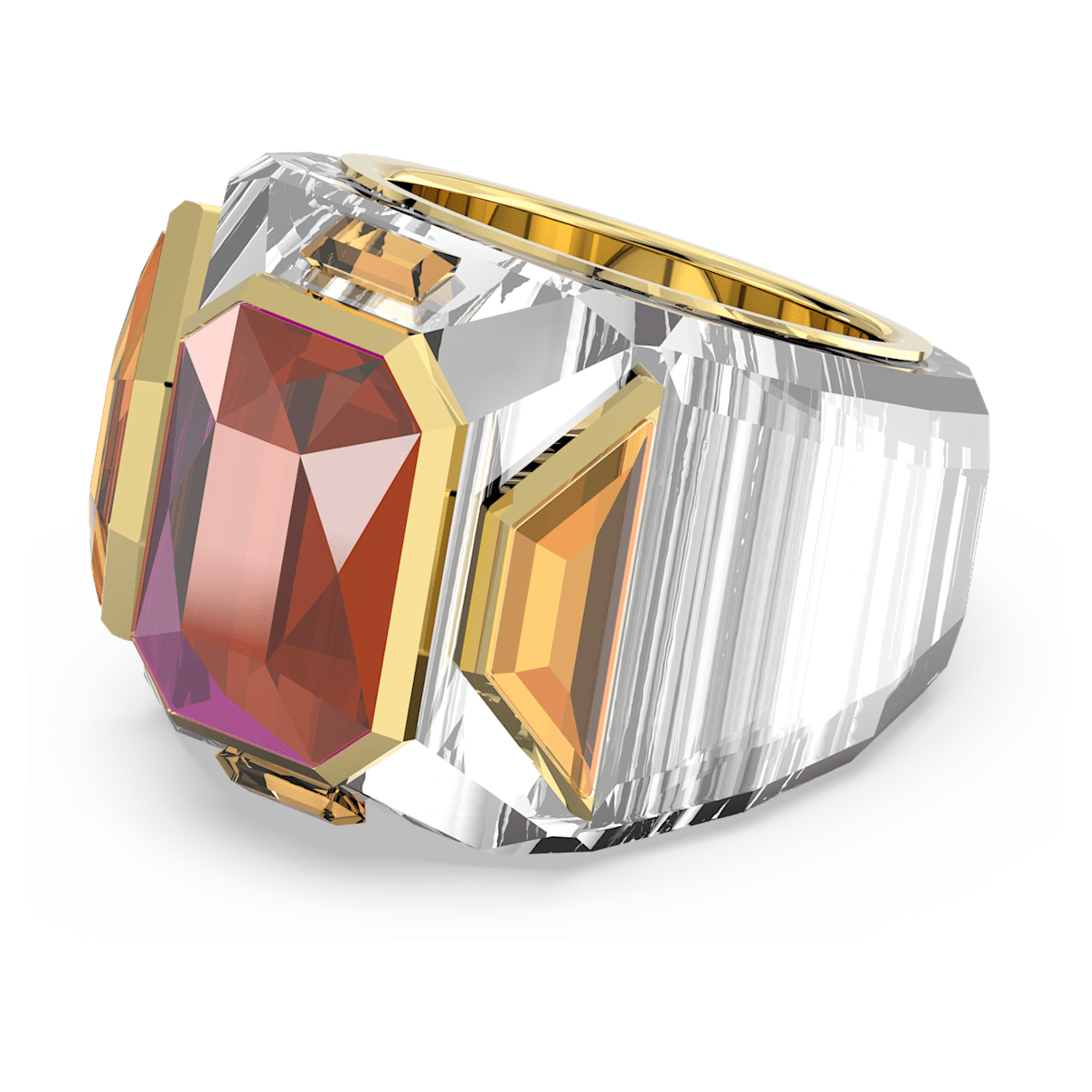 

Swarovski Chroma 个性戒指, 粉红色, 镀金色调