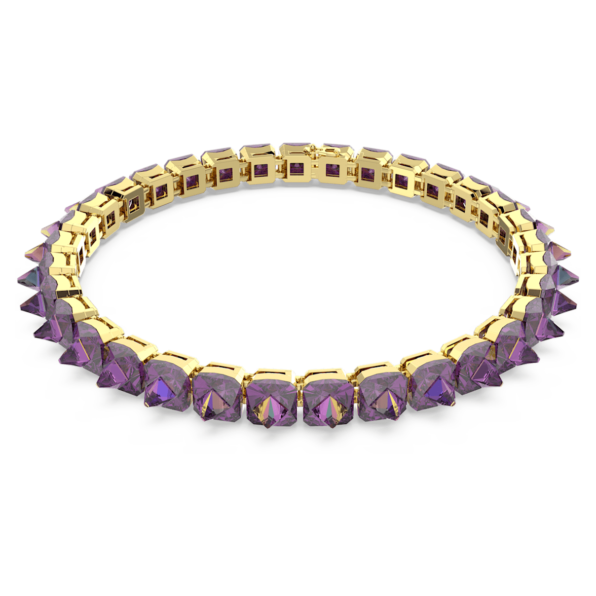 

Swarovski Ortyx 초커 네크리스, 피라미드 컷, 퍼플, 골드 톤 플래팅