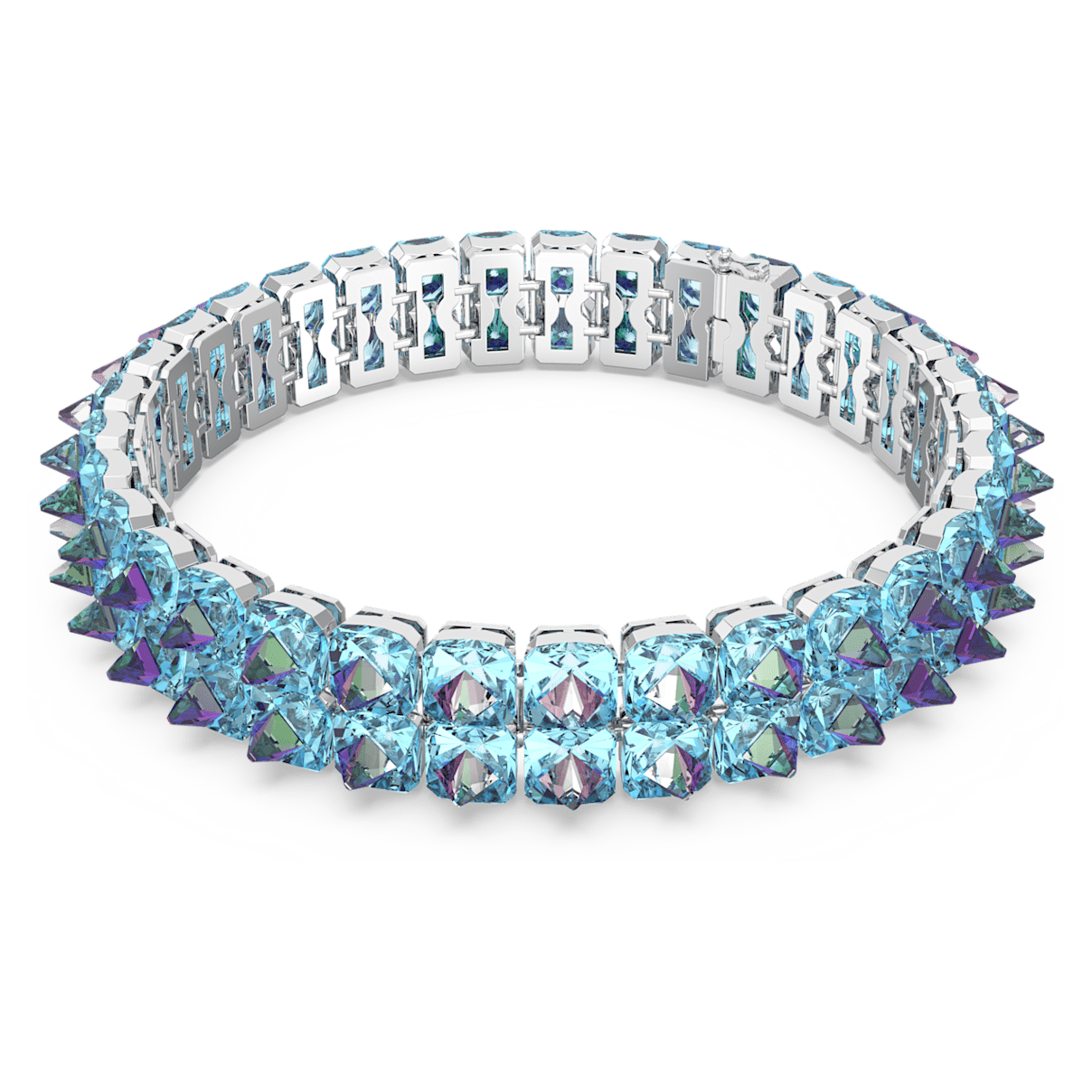 

Swarovski Ortyx 束颈项链, 金字塔切割, 蓝色, 镀铑