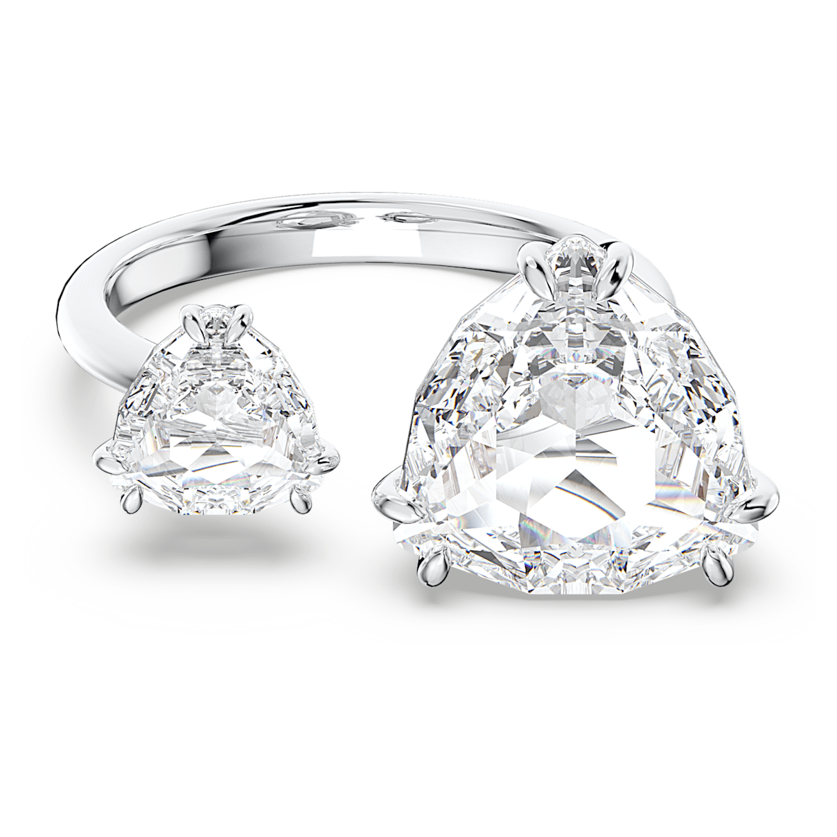 

Swarovski Millenia 开口戒指, 三菱形切割, 白色, 镀铑