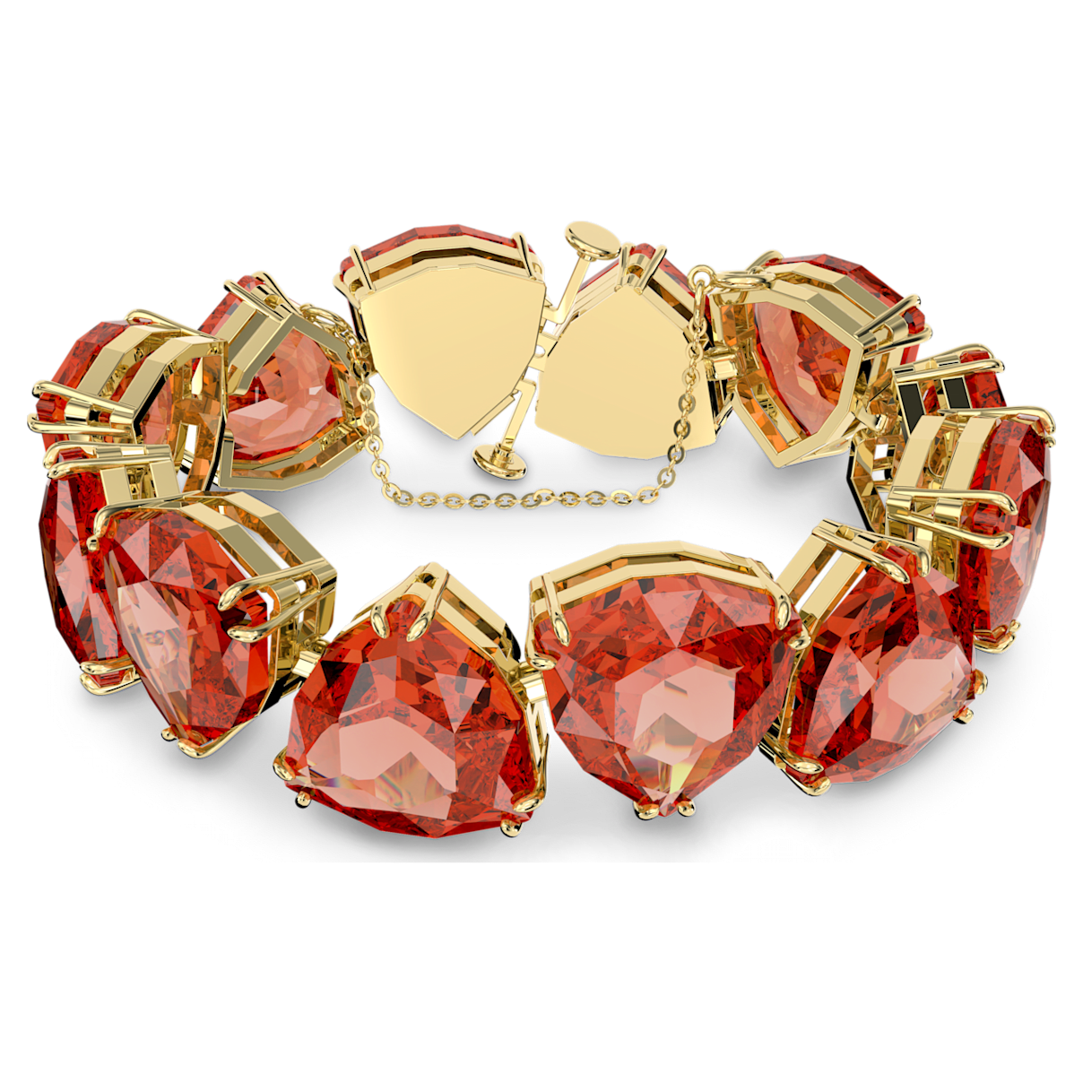 

Swarovski Millenia bracelet, Trilliant cut, Orange, Gold-tone plated