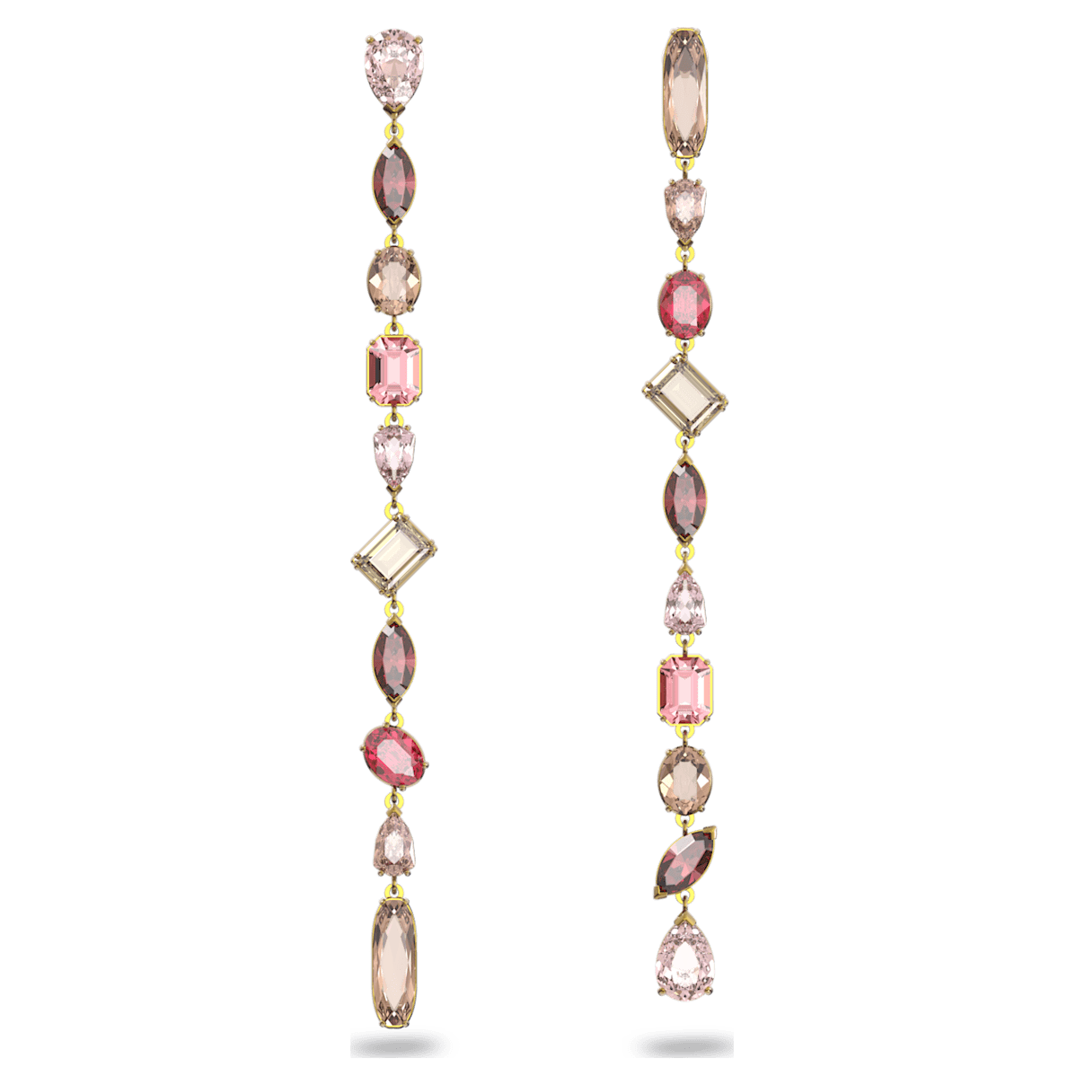 

Swarovski Gema 水滴形耳环, 非对称设计, 混合切割, 超长, 流光溢彩, 镀金色调