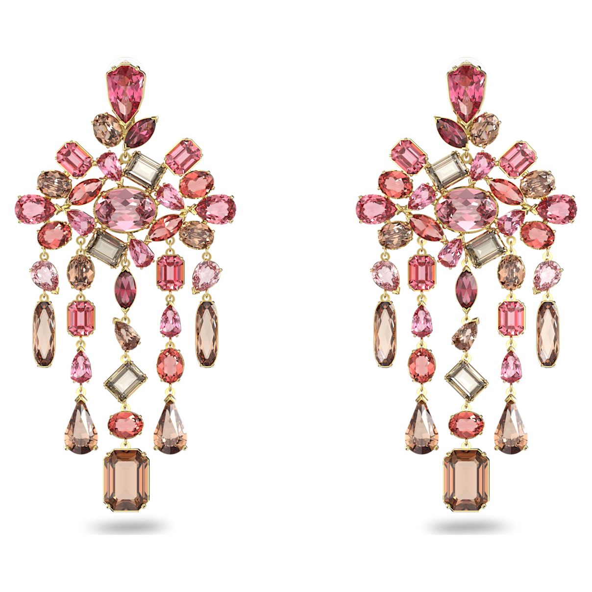 

Swarovski Gema 夹式耳环, 混合切割, 垂饰, 流光溢彩, 镀金色调