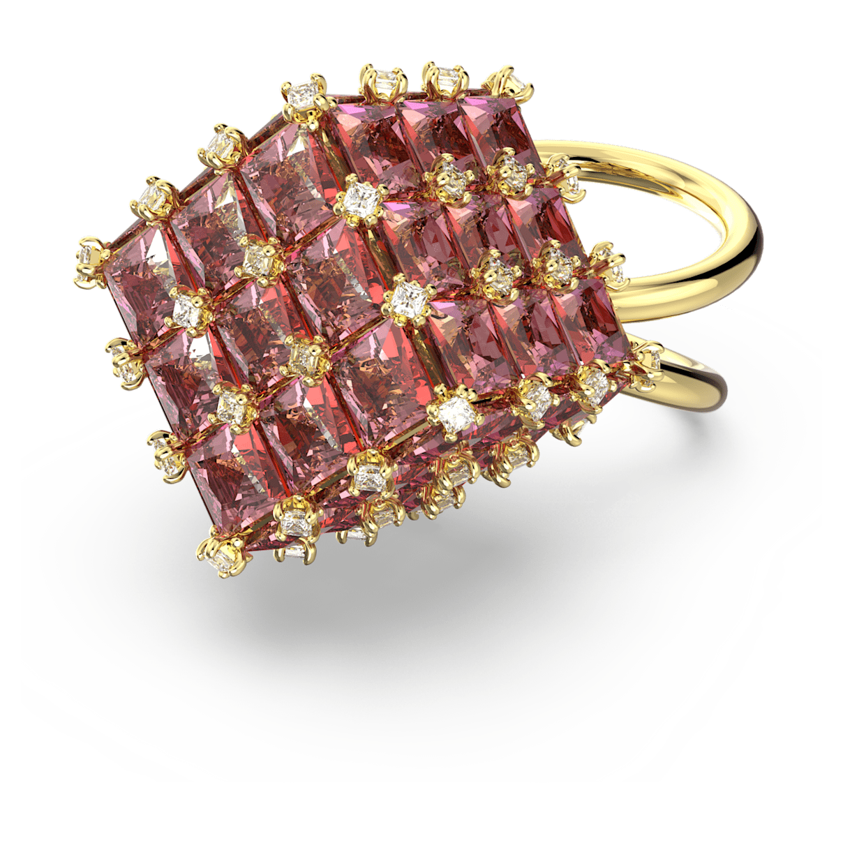 

Swarovski Curiosa 个性戒指, 方形切割, 橙色, 镀金色调