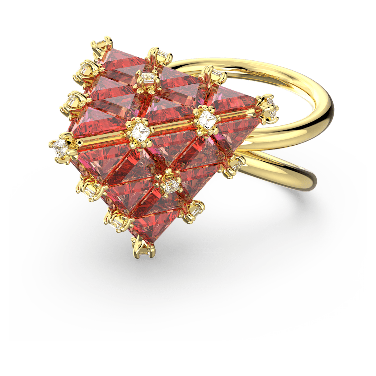 

Swarovski Pierścionek koktajlowy Curiosa, Szlif trójkątny, Pomarańczowy, Powłoka w odcieniu złota