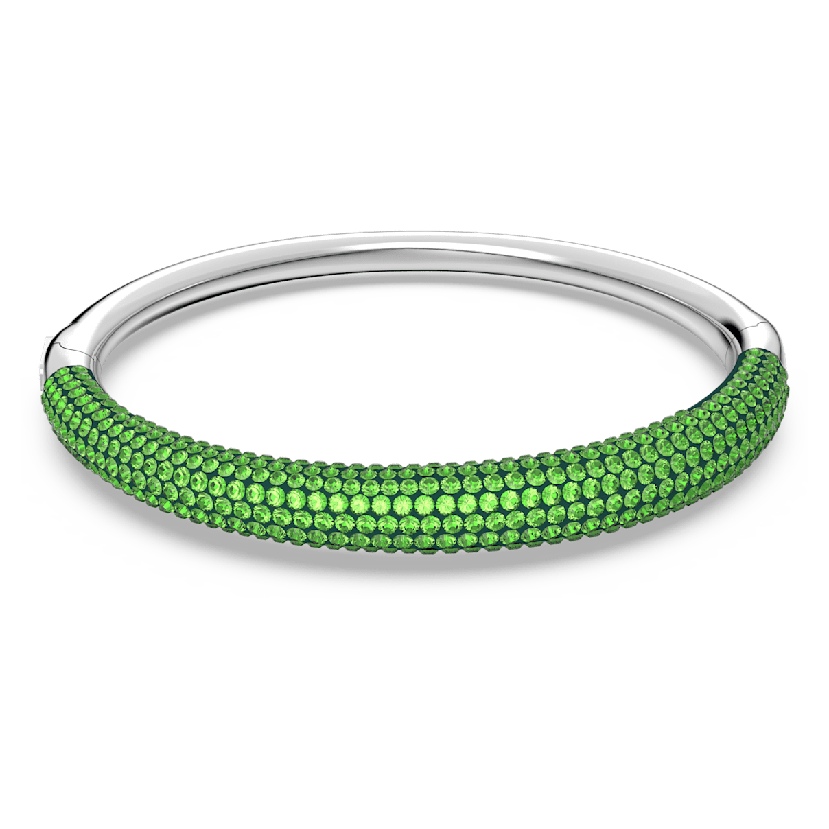 Swarovski Tigris bangle, Green, Rhodium plated