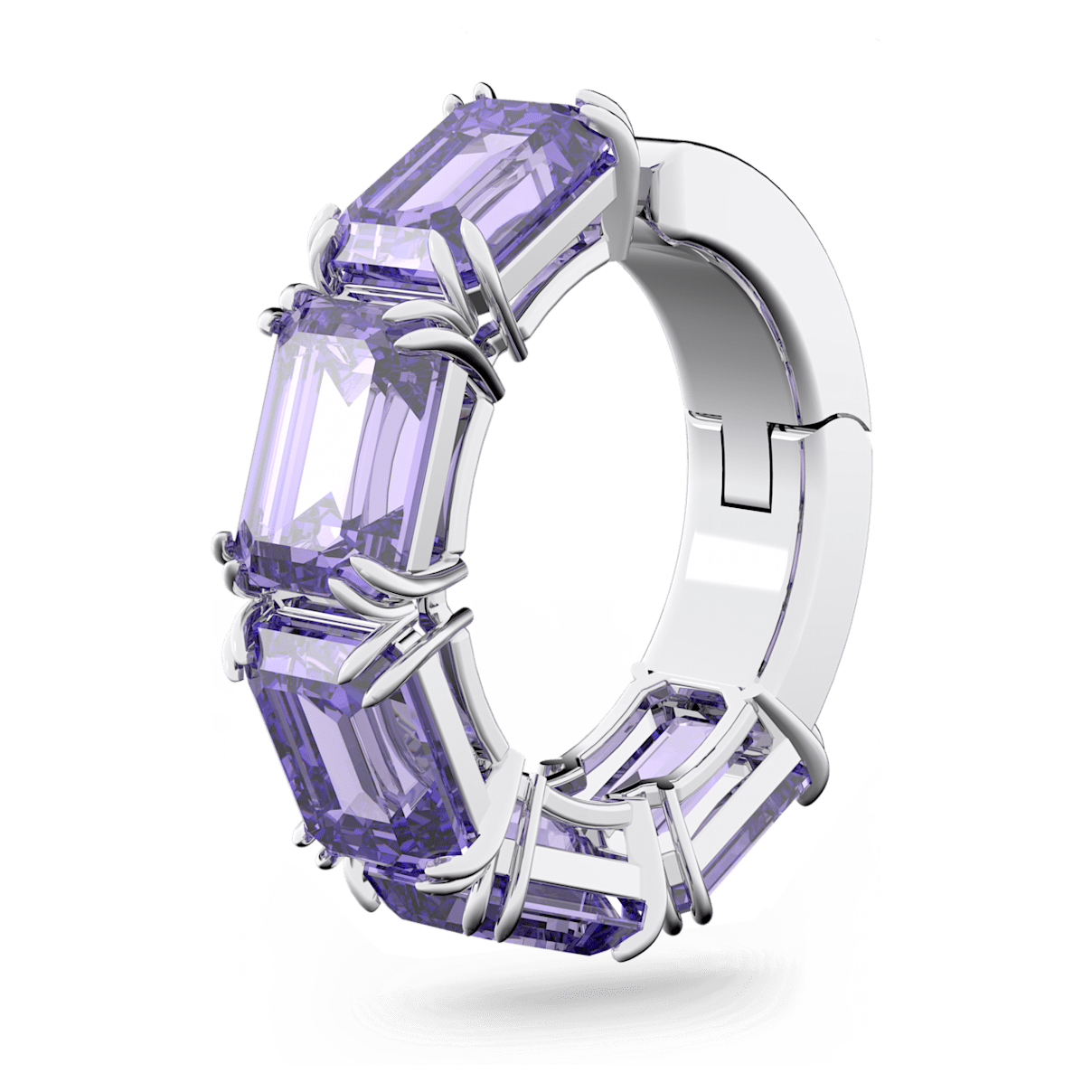 

Swarovski Millenia ear cuff, Single, Octagon cut, Purple, Rhodium plated
