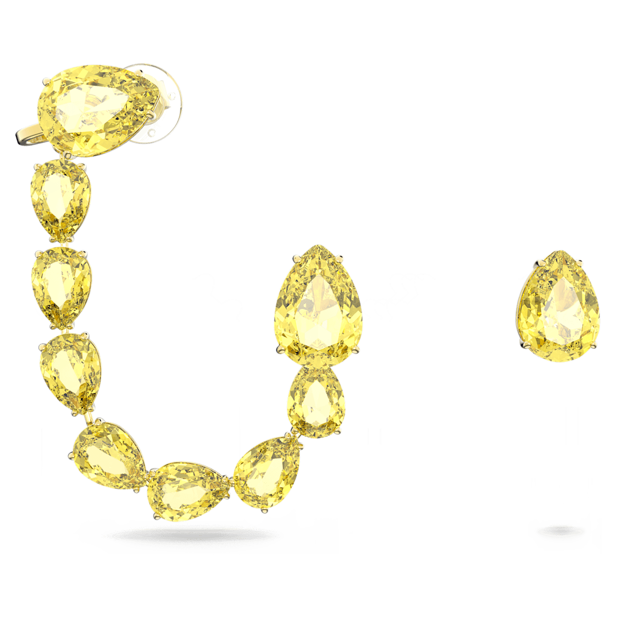 

Swarovski Millenia 耳骨夹, 套装 (2), 非对称设计, 梨形切割, 黄色, 镀金色调