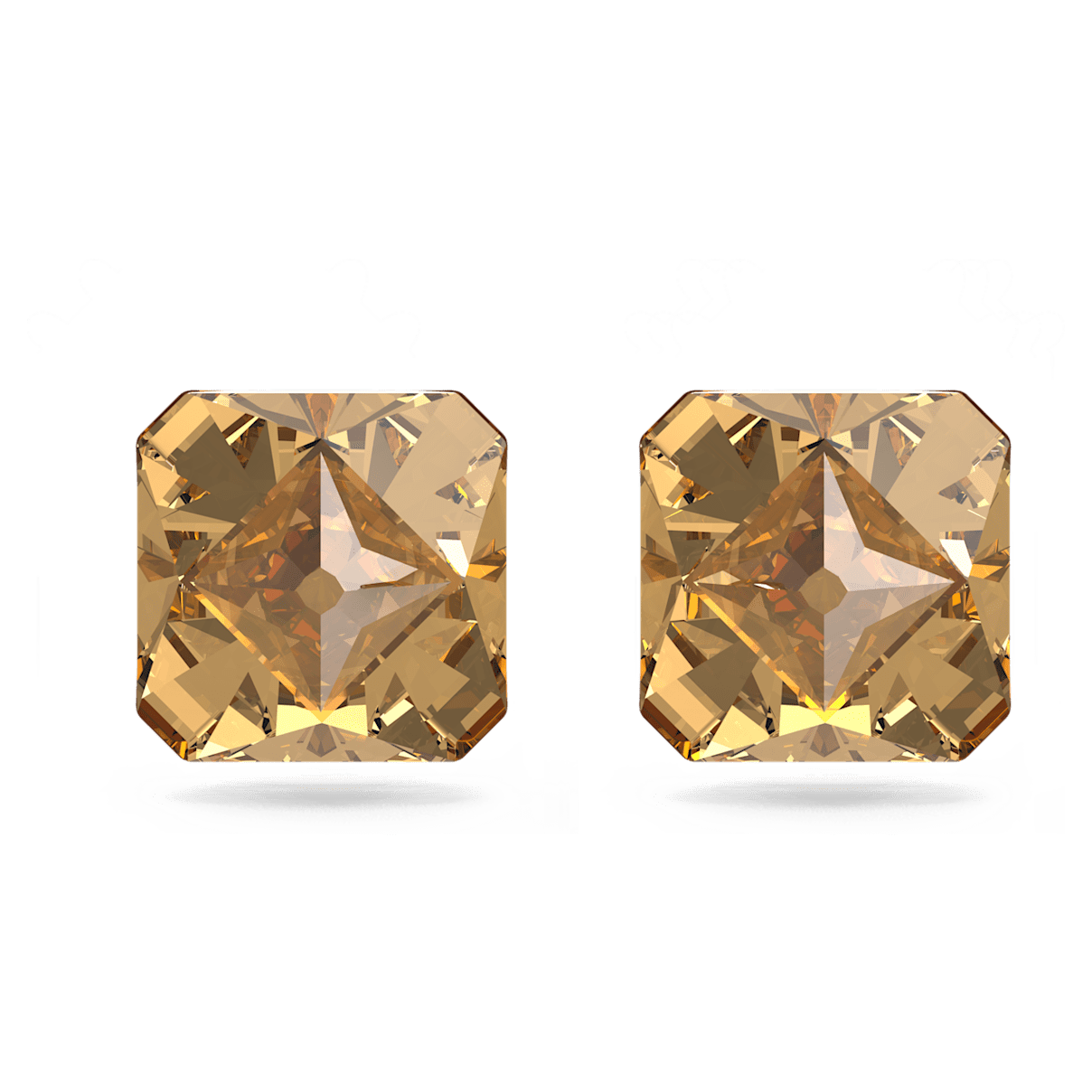 

Swarovski Ortyx 耳钉, 金字塔切割, 黄色, 镀金色调
