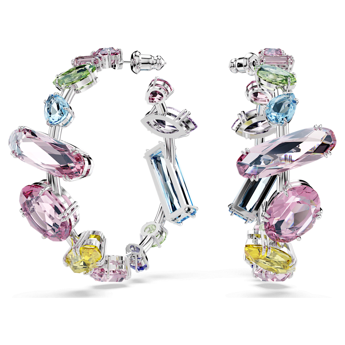 

Swarovski Gema 大圈耳环, 混合切割, 流光溢彩, 镀铑