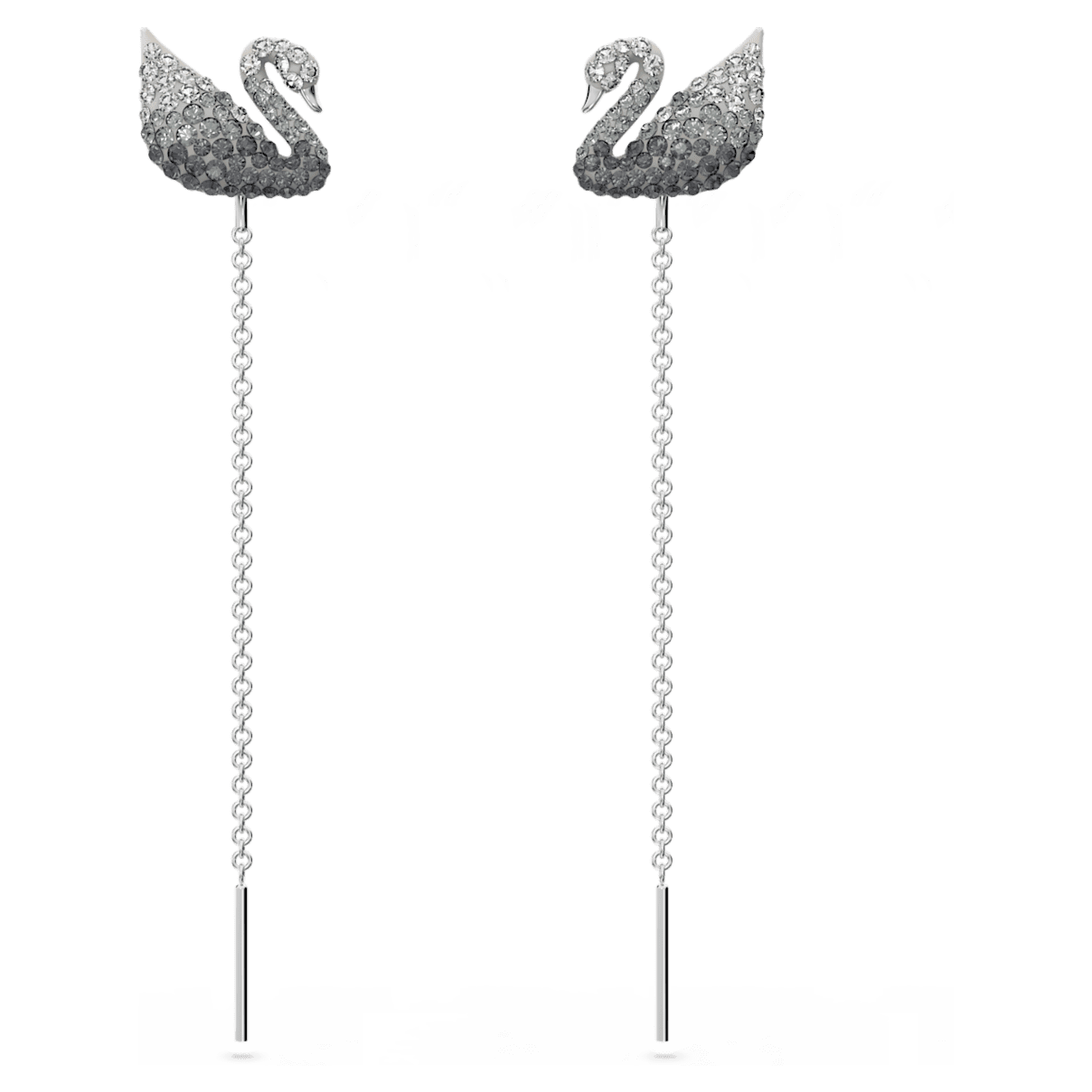 

Swarovski Iconic Swan 水滴形耳环, 天鹅, 灰色, 镀铑