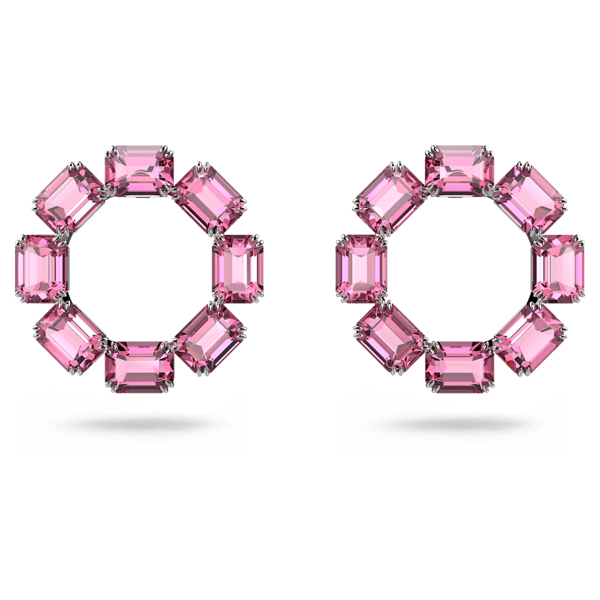 

Swarovski Millenia 大圈耳环, 八角形切割, 粉红色, 镀铑