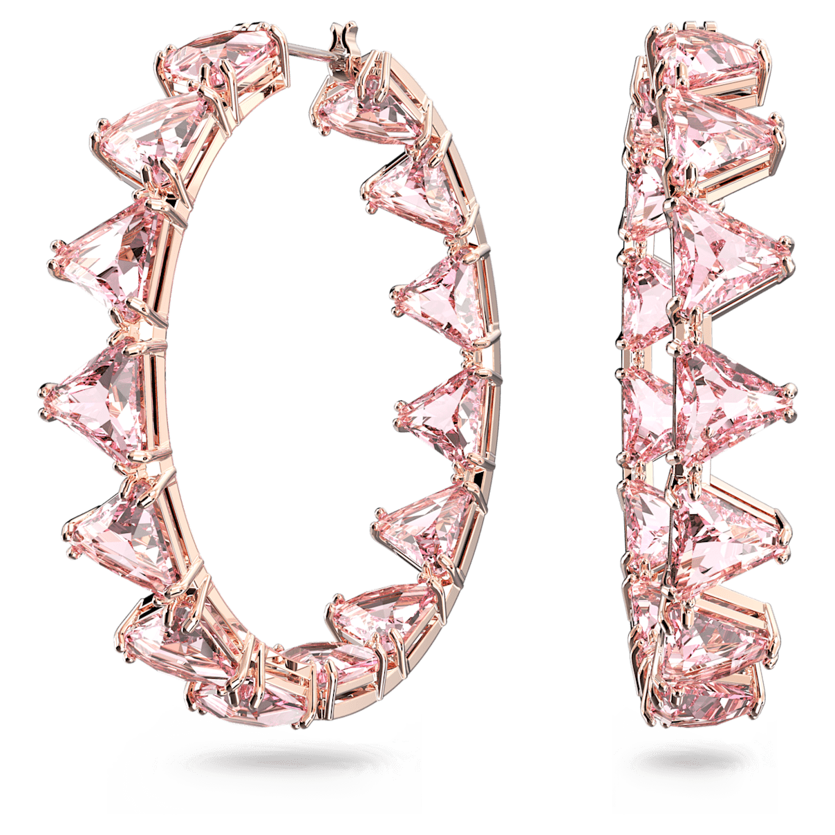 

Swarovski Ortyx 大圈耳环, 三角形切割, 粉红色, 镀玫瑰金色调