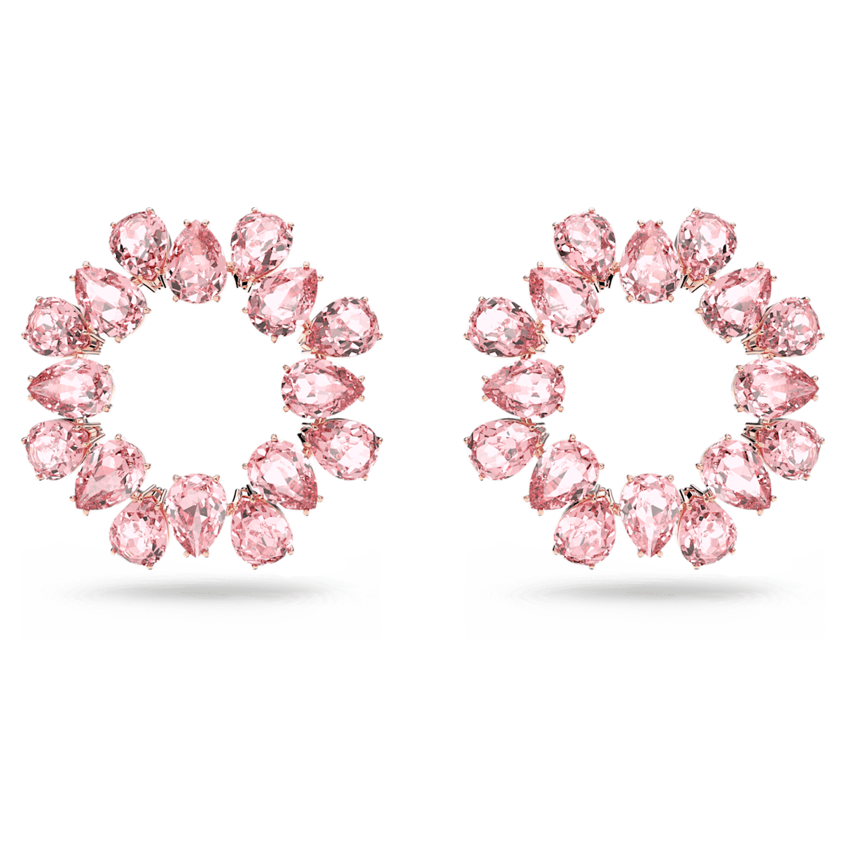 

Swarovski Millenia 大圈耳环, 梨形切割, 粉红色, 镀玫瑰金色调