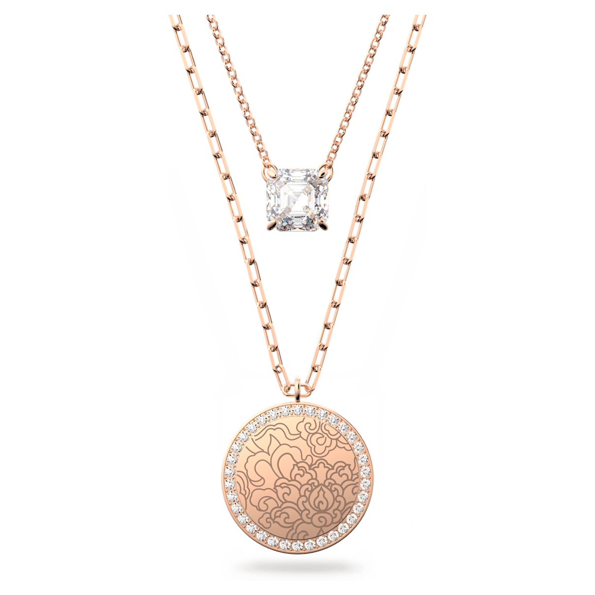 

Swarovski Connexus Medallion 项链, 套装 (2), 花朵, 粉红色, 镀玫瑰金色调
