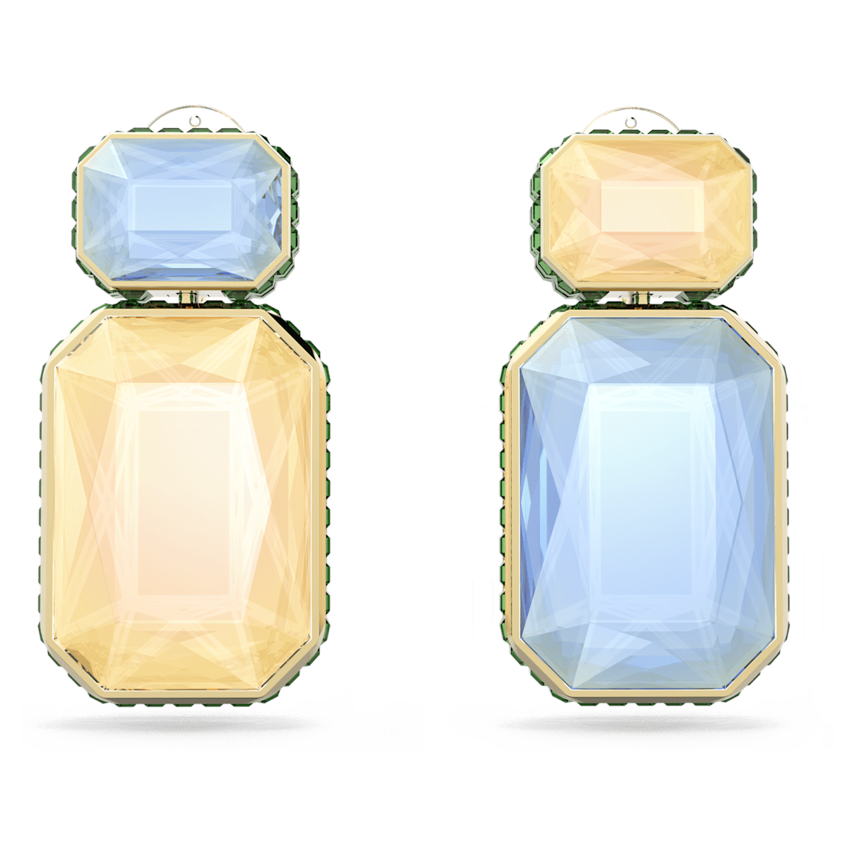 

Swarovski Orbita 夹式耳环, 非对称设计、八角形切割, 流光溢彩, 镀金色调