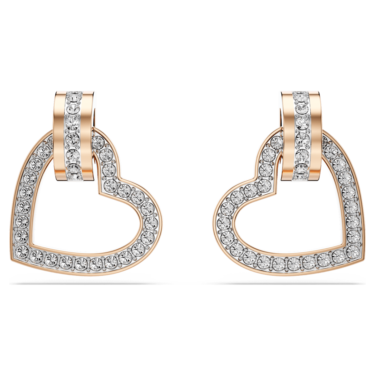 

Swarovski Lovely 耳钉, 心形, 白色, 镀玫瑰金色调