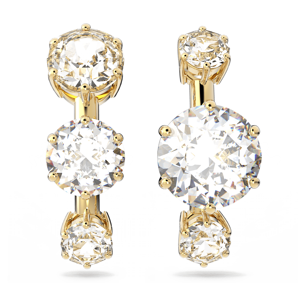 

Swarovski Constella 耳廓耳环, 非对称设计, 圆形切割, 白色, 镀金色调