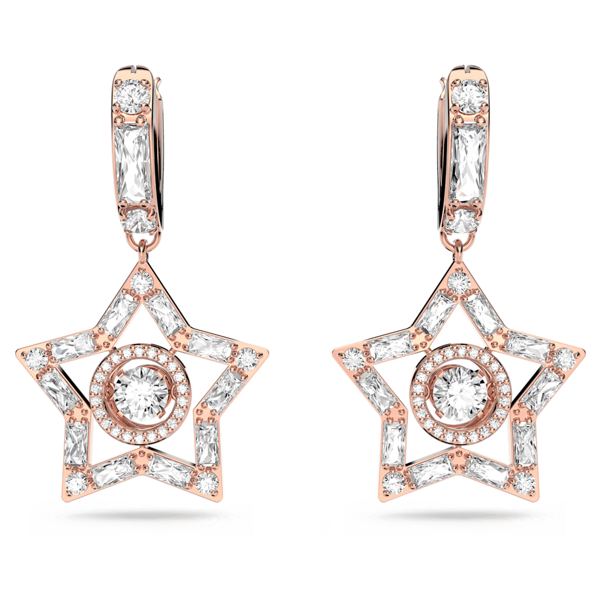 

Swarovski Stella 水滴形耳环, 混合切割, 星星, 白色, 镀玫瑰金色调