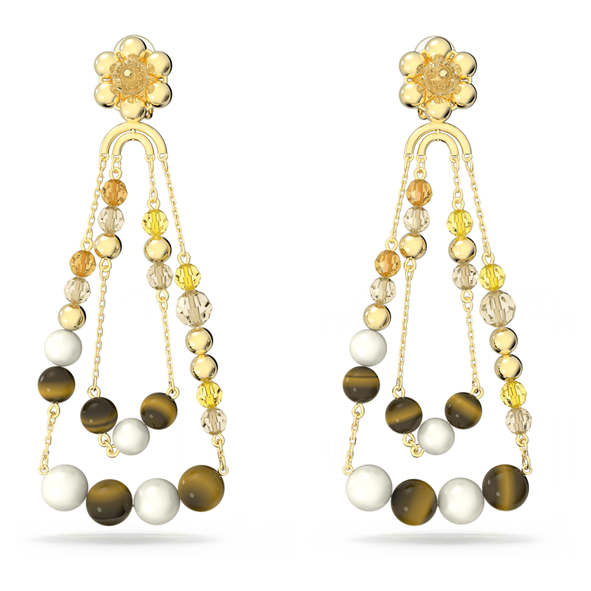 

Swarovski Somnia 水滴形耳环, 垂饰, 超长, 流光溢彩, 镀金色调