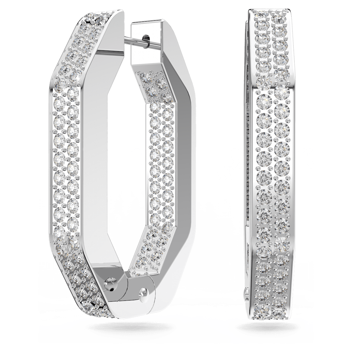 

Swarovski Dextera 大圈耳环, 八边形, 大码, 白色, 镀铑