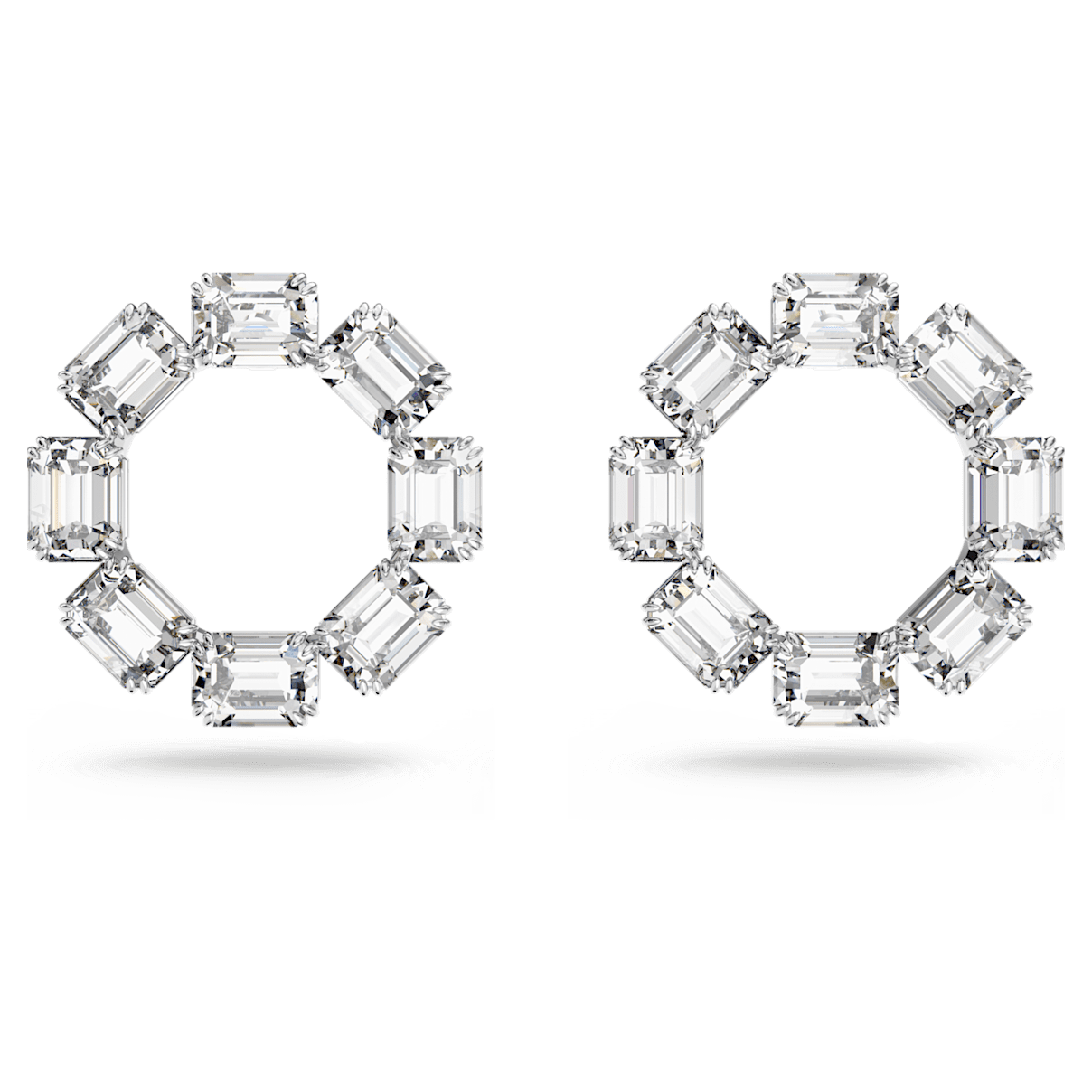 

Swarovski Millenia 大圈耳环, 八角形切割, 白色, 镀铑
