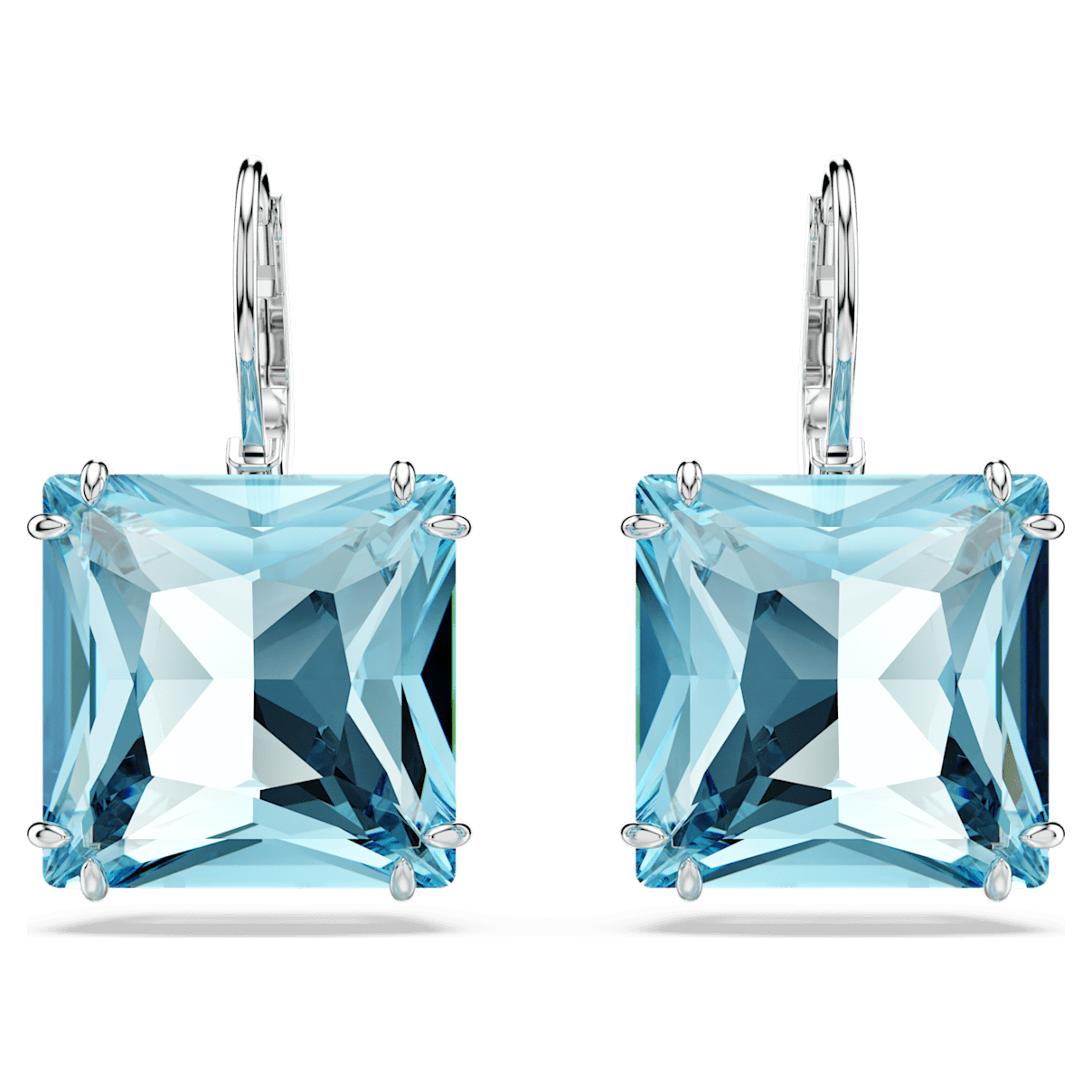 

Swarovski Millenia 水滴形耳环, 方形切割, 蓝色, 镀铑