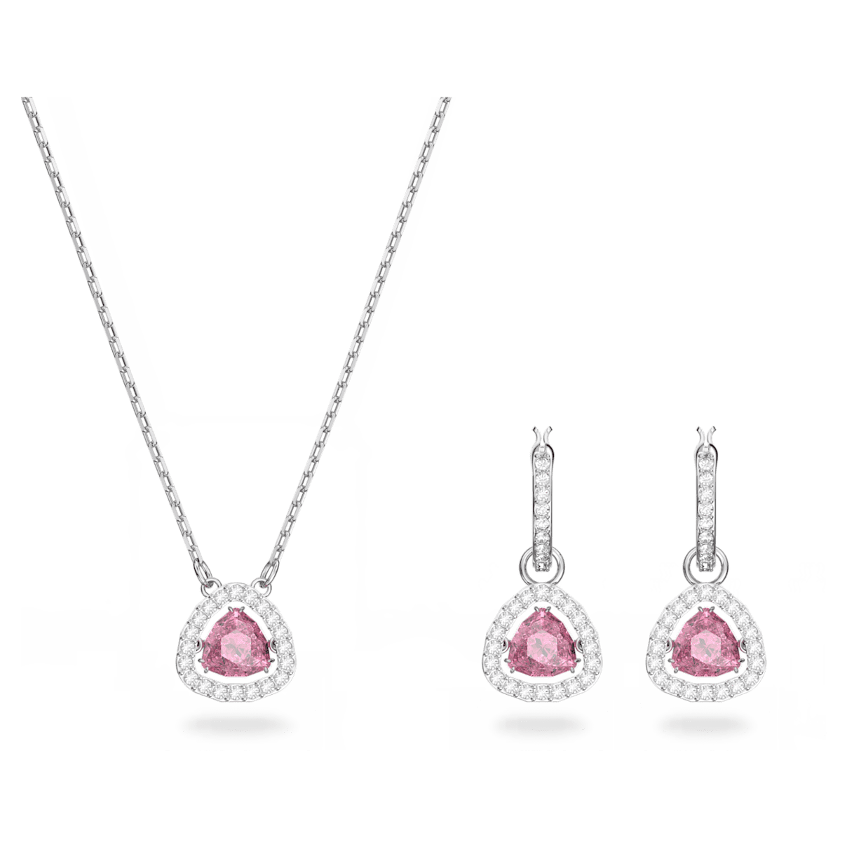 

Swarovski Millenia 套装, 三菱形切割, 粉红色, 镀铑