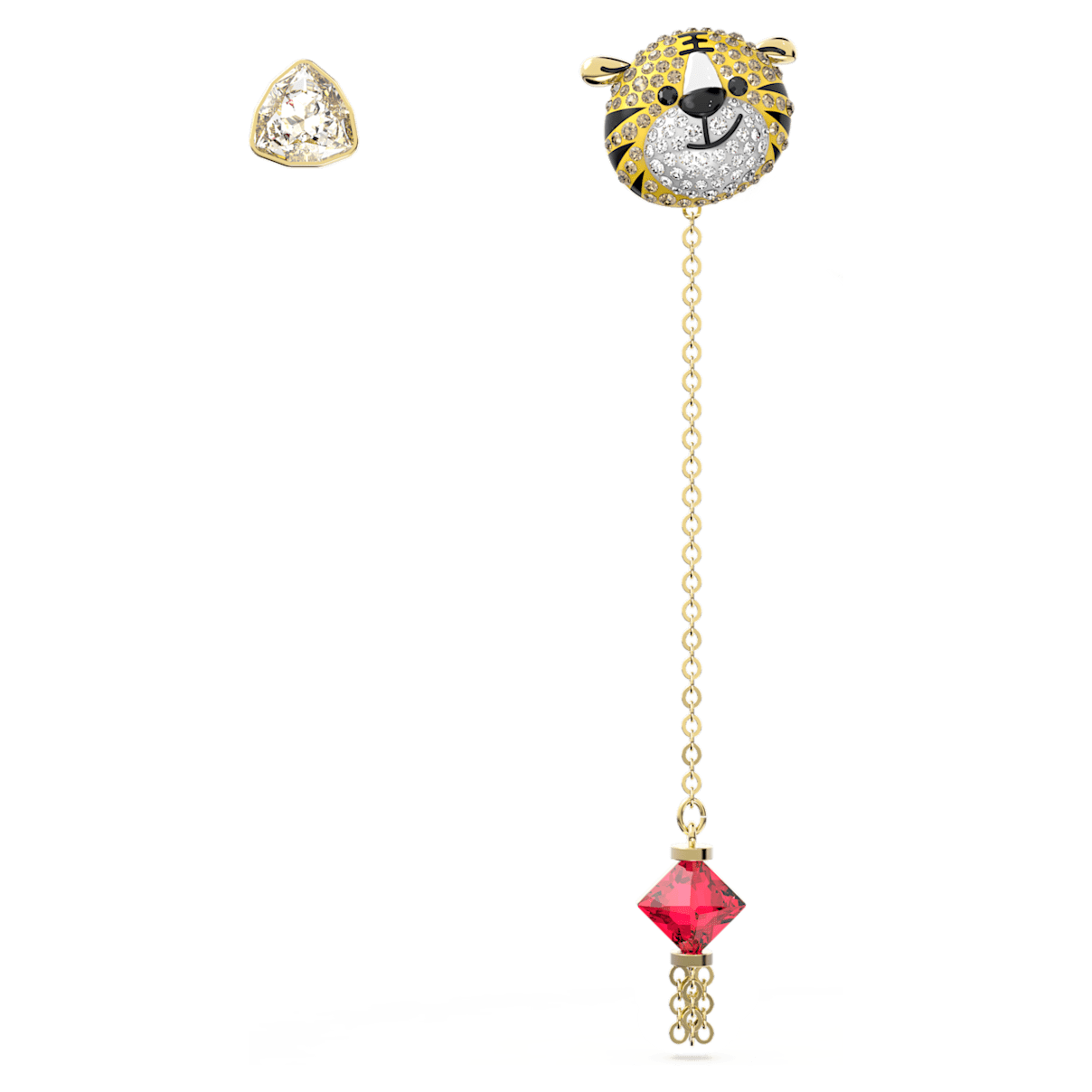 

Swarovski Zodiac Tiger 水滴形耳环, 非对称设计, 老虎, 短, 流光溢彩, 镀金色调