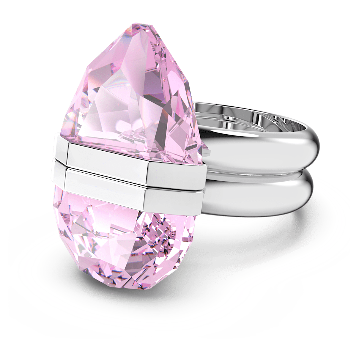 

Swarovski Lucent 戒指, 磁扣, 梨形切割, 粉红色, 镀铑