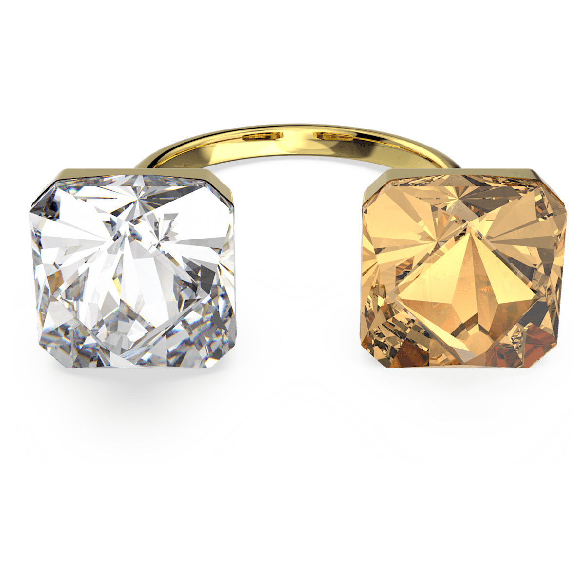 

Swarovski Ortyx 开口戒指, 金字塔切割, 黄色, 镀金色调