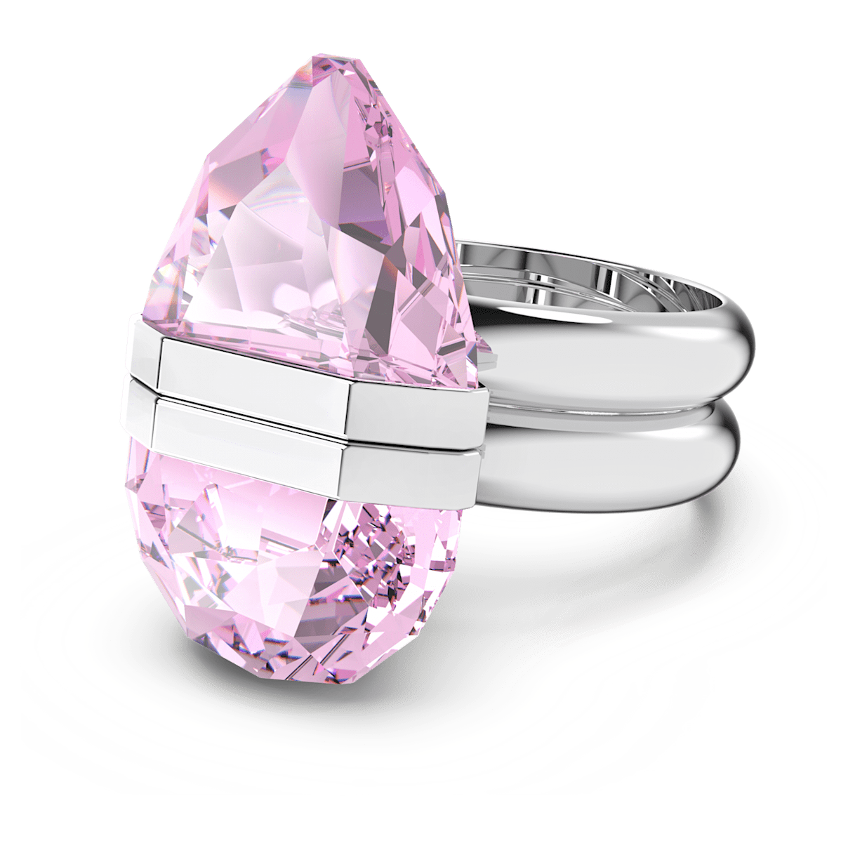 

Swarovski Lucent 戒指, 磁扣, 梨形切割, 粉红色, 镀铑