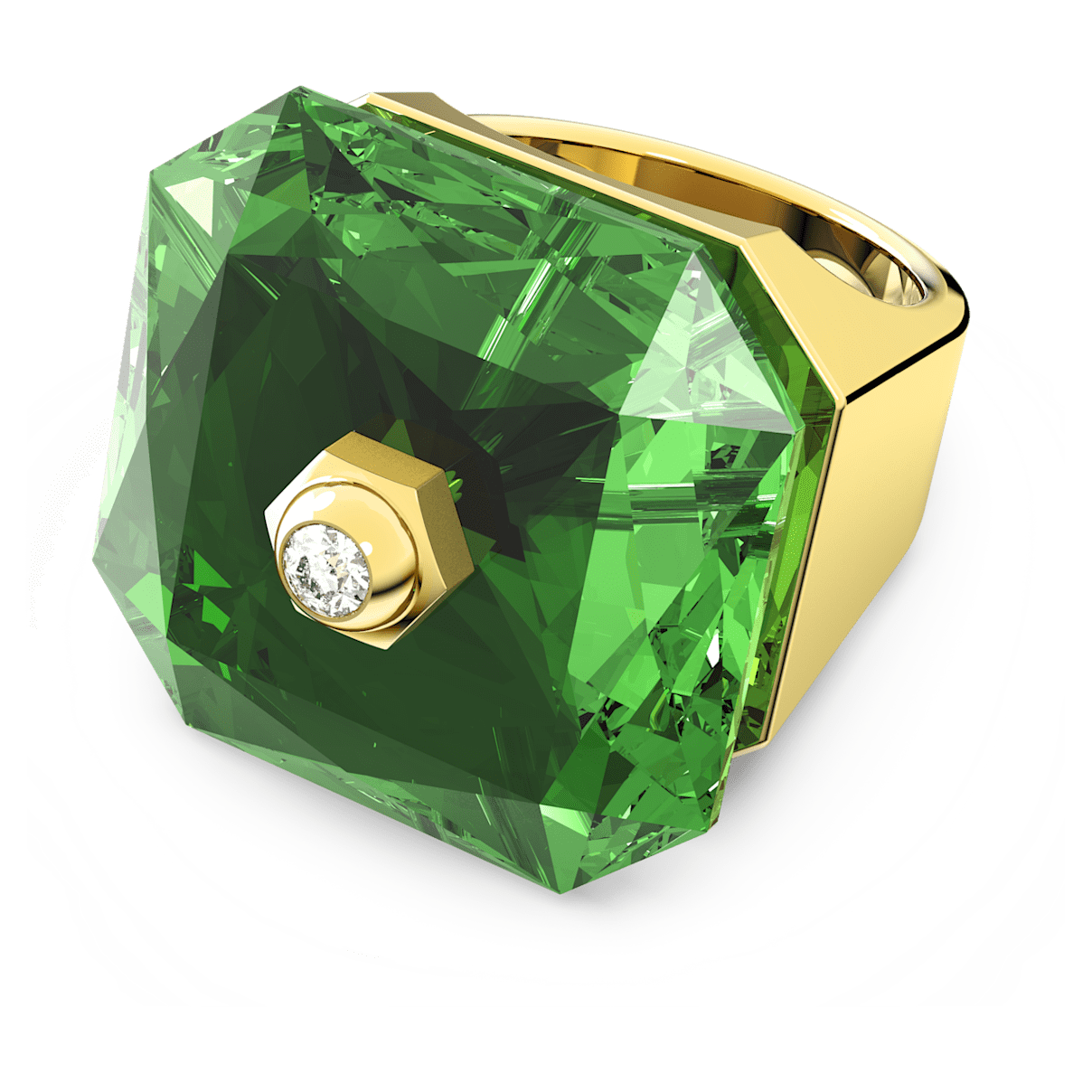 

Swarovski Numina 个性戒指, 八角形切割, 绿色, 镀金色调