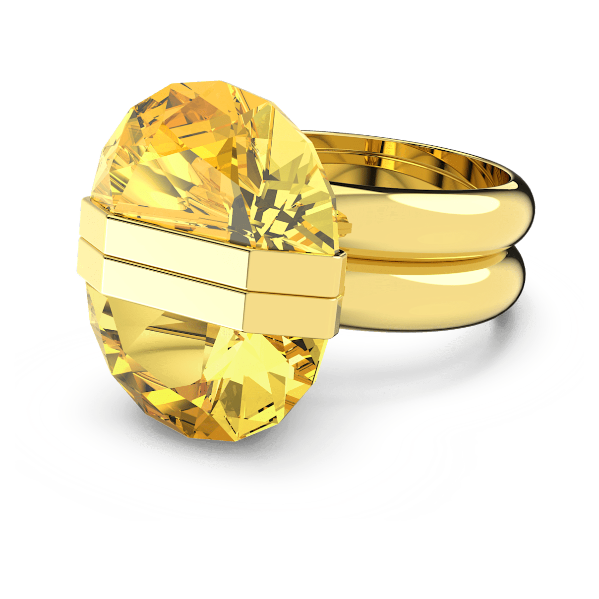 Swarovski Lucent 戒指, 磁扣, 黄色, 镀金色调