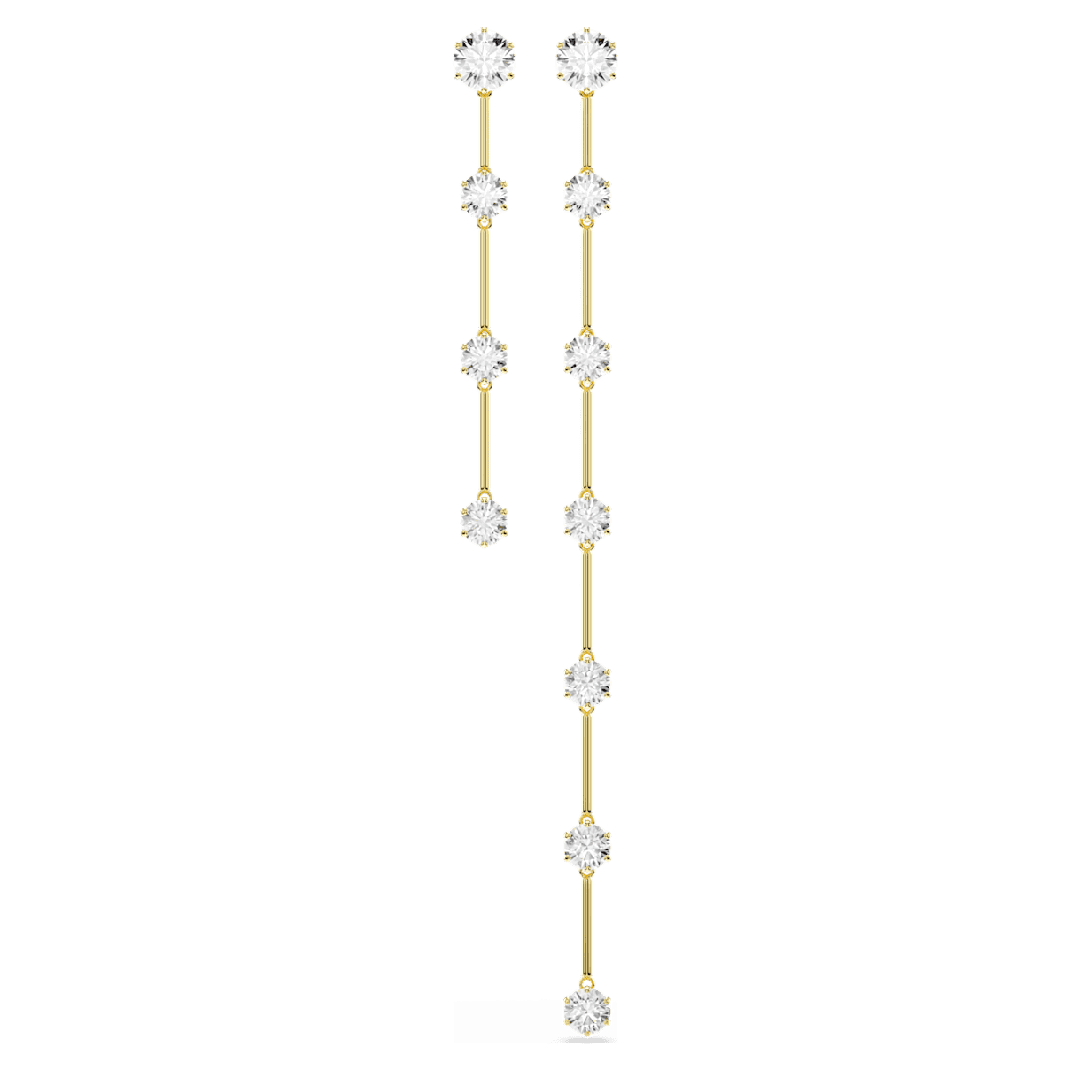 

Swarovski Constella 水滴形耳环, 非对称设计, 圆形切割, 白色, 闪耀的镀金色调