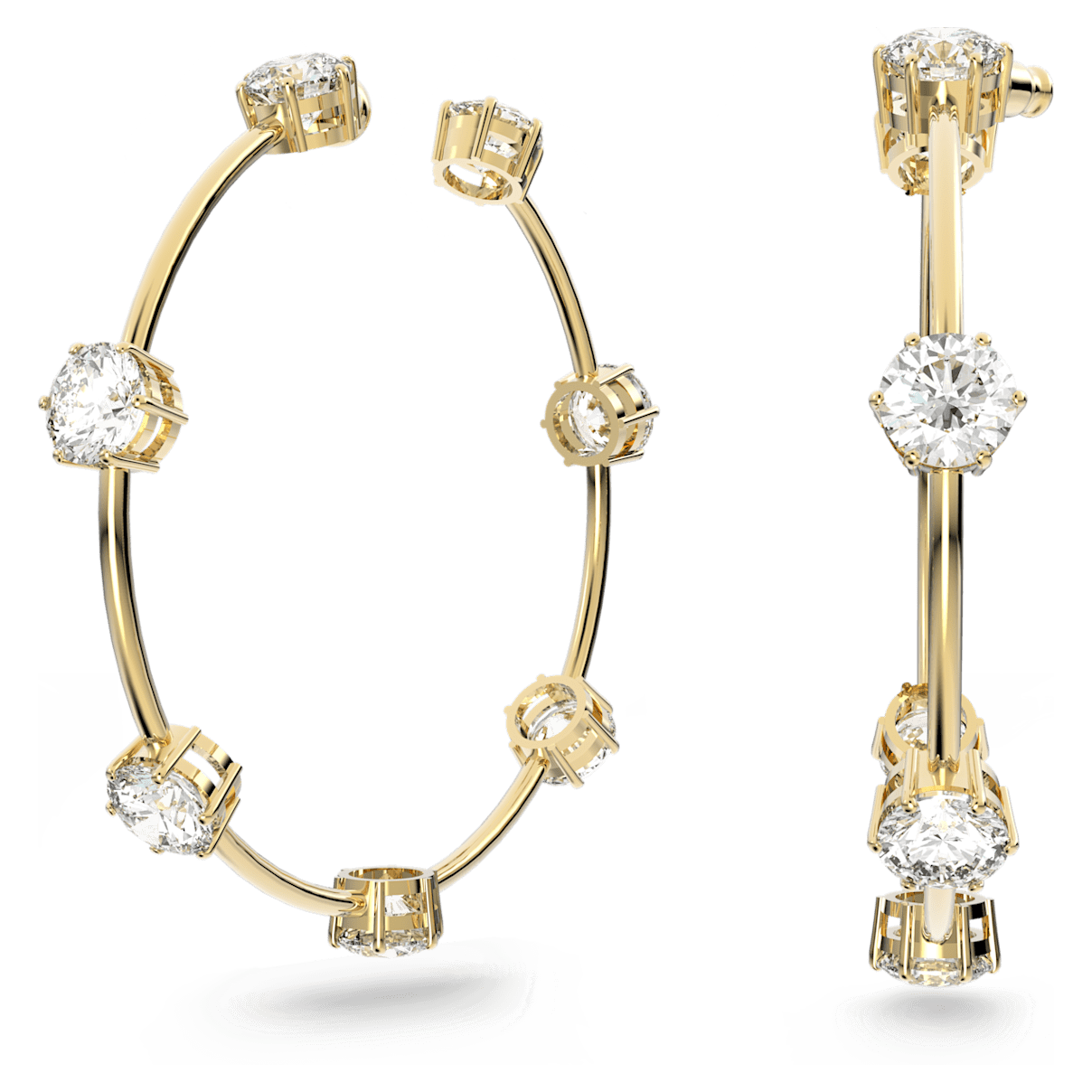 

Swarovski Constella 大圈耳环, 圆形切割, 白色, 闪耀的镀金色调