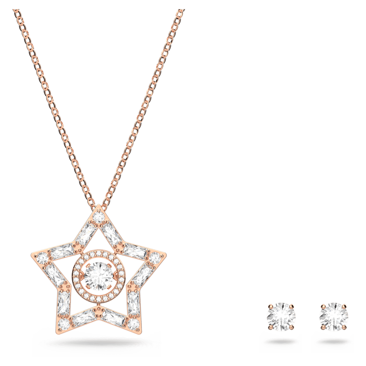 

Swarovski Stella 套装, 混合切割, 星星, 白色, 镀玫瑰金色调