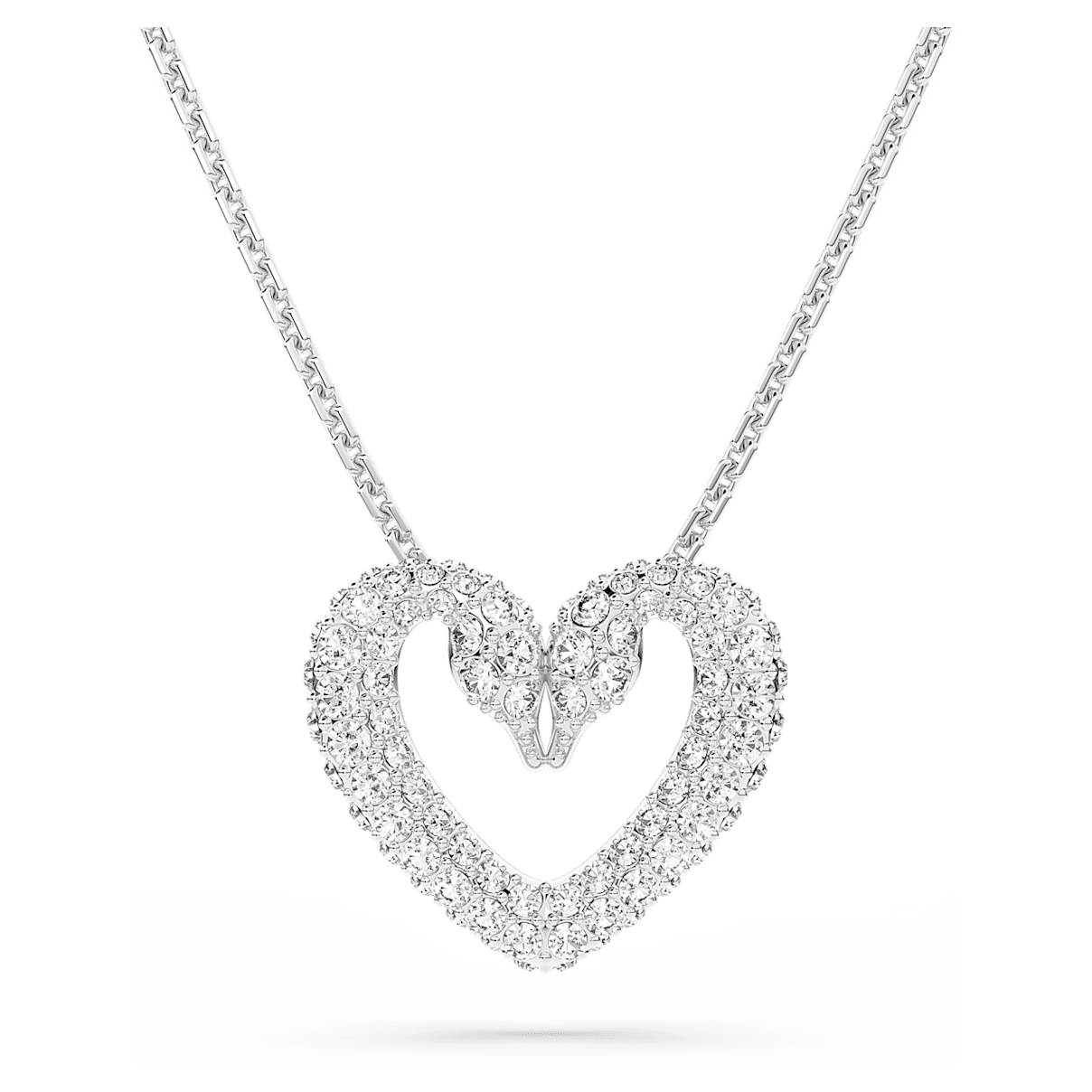 

Swarovski Una 链坠, 心形, 小码, 白色, 镀铑