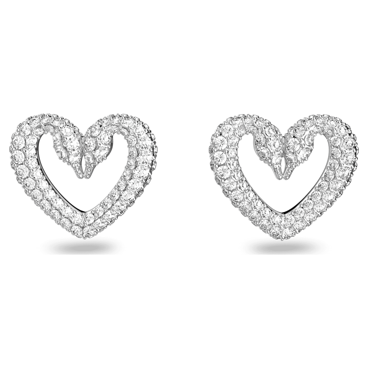 

Swarovski Una 耳钉, 心形, 中码, 白色, 镀铑