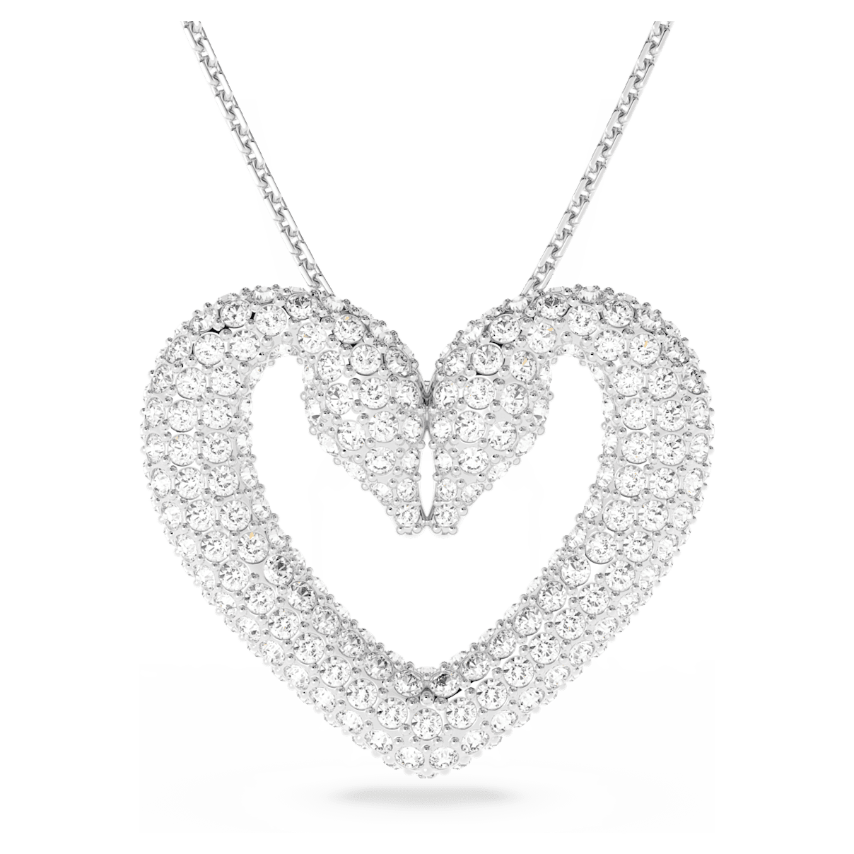 

Swarovski Una 链坠, 心形, 大码, 白色, 镀铑