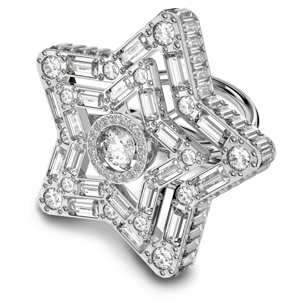 

Swarovski Stella 个性戒指, 混合切割, 星星, 白色, 镀铑