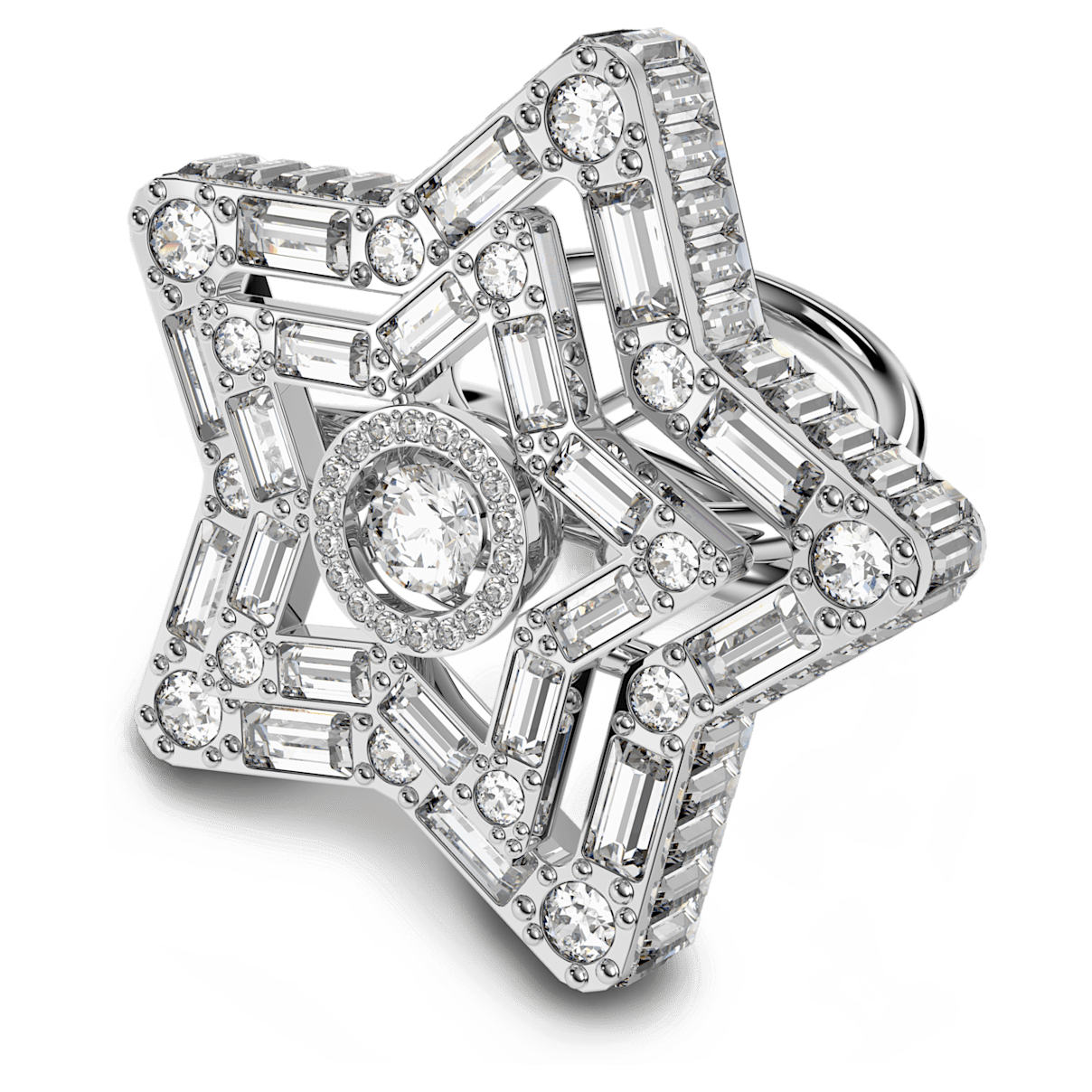 

Swarovski Stella 个性戒指, 混合切割, 星星, 白色, 镀铑