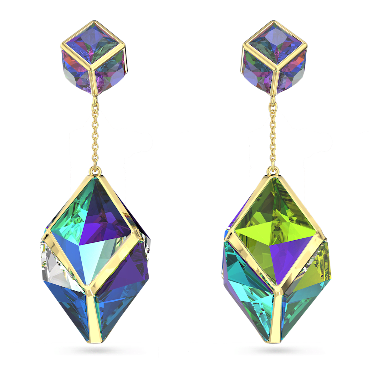 

Swarovski Curiosa 水滴形耳环, 混合切割, 绿色, 镀金色调