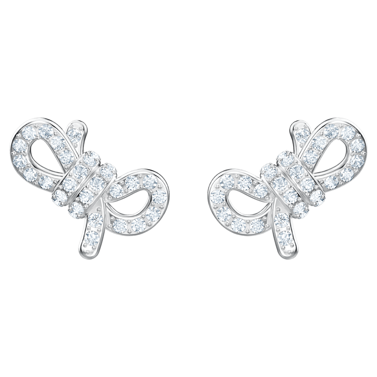 

Swarovski Lifelong Bow 耳钉, 蝴蝶结, 白色, 镀铑