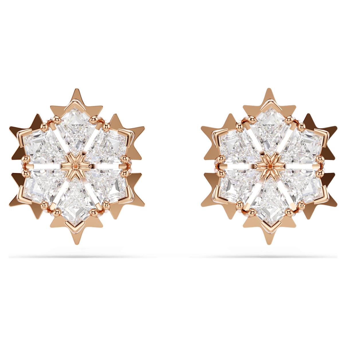 

Swarovski Magic 耳钉, 雪花, 白色, 镀玫瑰金色调